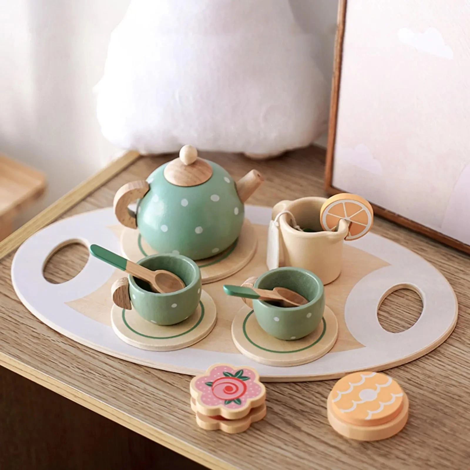 Kids wooden tea set hotsell